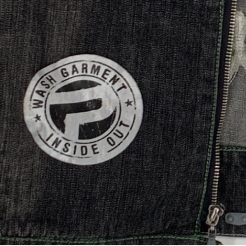 Pepe Jeans London M Black Denim Jacket Neon Green Stitching Y2k — image 8 of 8